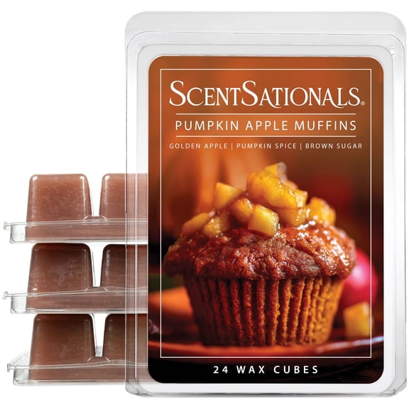 Scentsationals Wax Melts, Wax Cubes Strong Scent - Pumpkin Apple Muffins - Long Lasting Scented Wax Melts for Warmer, 10oz (24-Cubes)