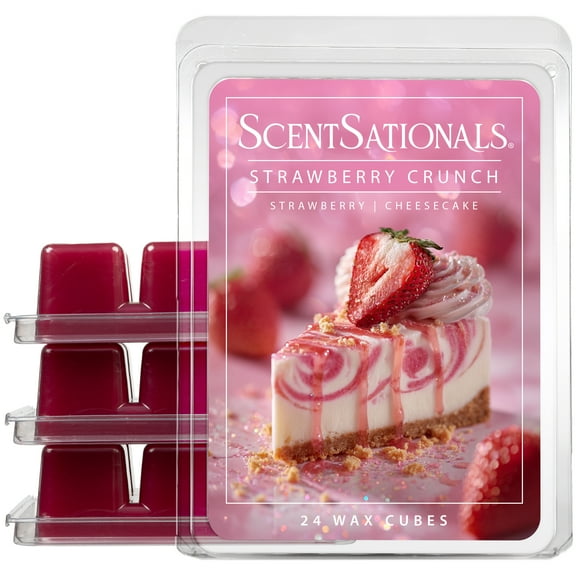 Scentsationals Wax Melts, Wax Cubes Strong Scent - Strawberry Crunch - Long Lasting Scented Wax Melts for Warmer, 10oz (24-Cubes)