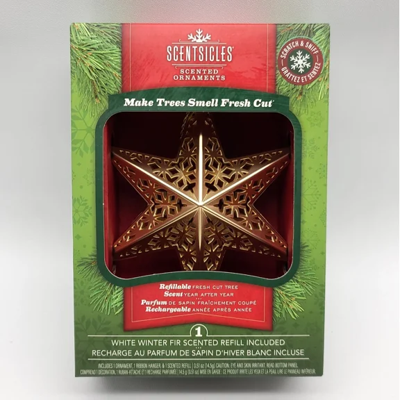 ?? Scentsicles Refillable Scented Christmas Tree Ornament Decorative Gold Star