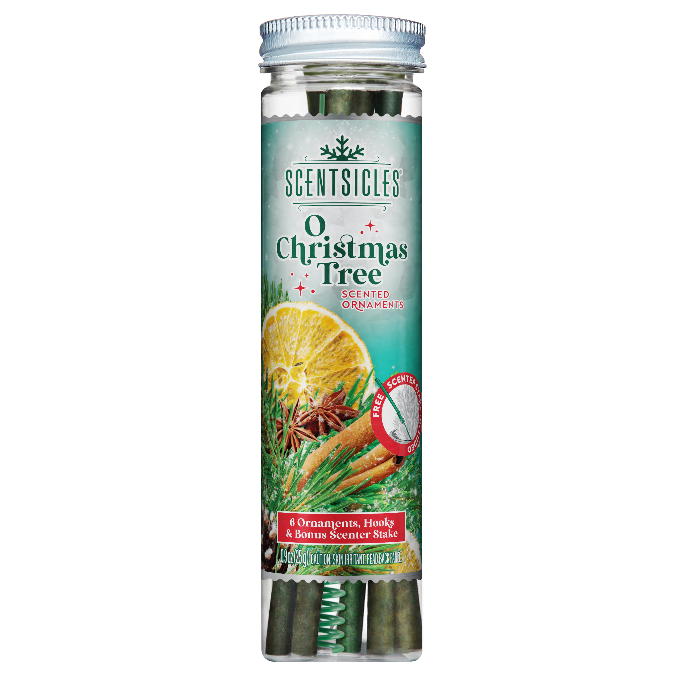 Scentsicles Scented Ornament Sticks, O Christmas Tree 6ct Bottle