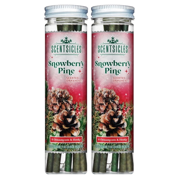 Scentsicles Snowberry Pine Scented OIF8Ornaments - 2 Pack (12 Sticks Total)