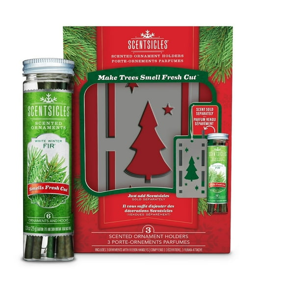 Scentsicles, Trio Ornament Set of 3, Bottle 6pc Stick, White Winter Fir