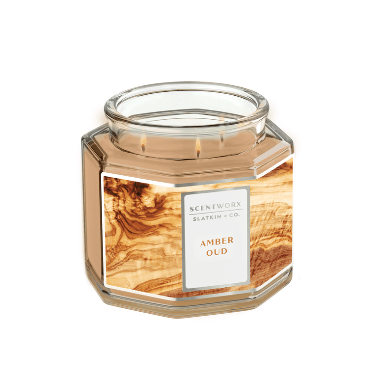 ScentWorx Amber Oud 14.5 oz 3-Wick Jar Candle with Liquid Amber
