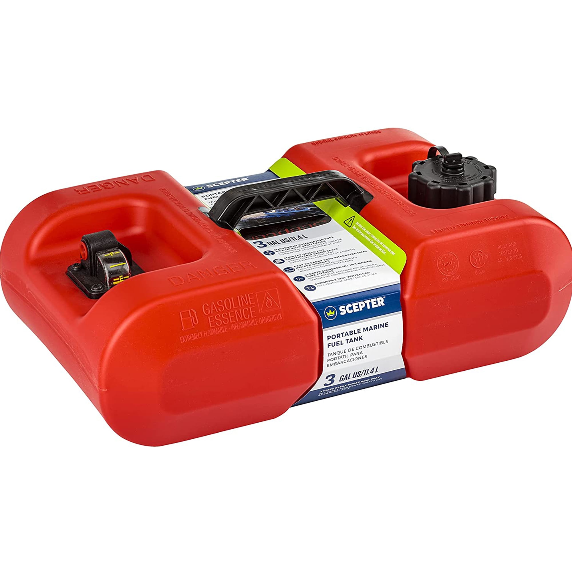 Scepter 3-Gallon Marine Fuel Tank Rectangular Under Seat Gas Container, Red  - Walmart.com