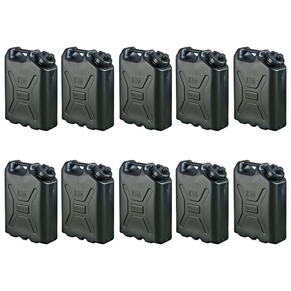 Scepter 5 Gallon Heavy Duty Military Style Water Container (10 Pack), Black