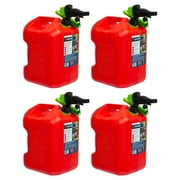 Scepter SmartControl Dual Handle 5 Gal Gasoline Can w/Funnel, 4 Pack, Red