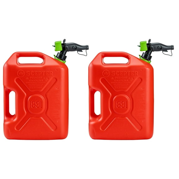 Scepter SmartControl Dual Handle Gas Container Jug, 5 Gal, 2 Pack, Red