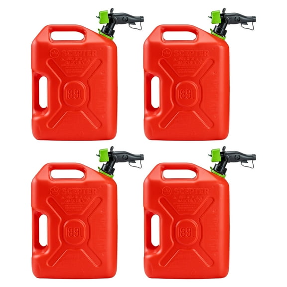 Scepter SmartControl Dual Handle Gas Container Jug, 5 Gal, 2 Pack, Red