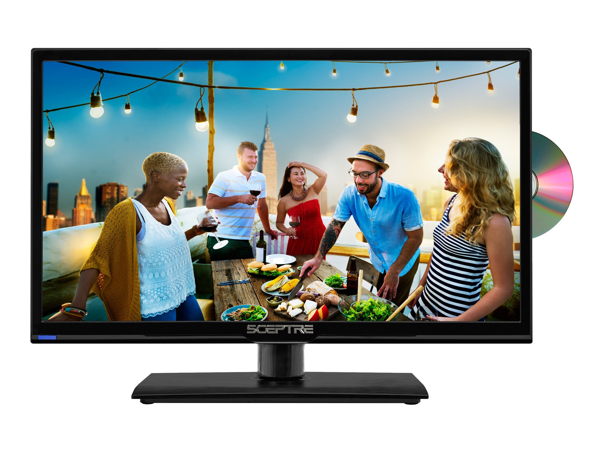 Sceptre E205BD-SMQC - 20" Diagonal Class (19.5" viewable) LED-backlit LCD TV - with built-in DVD player - 720p 1366 x 768 - image 1 of 7