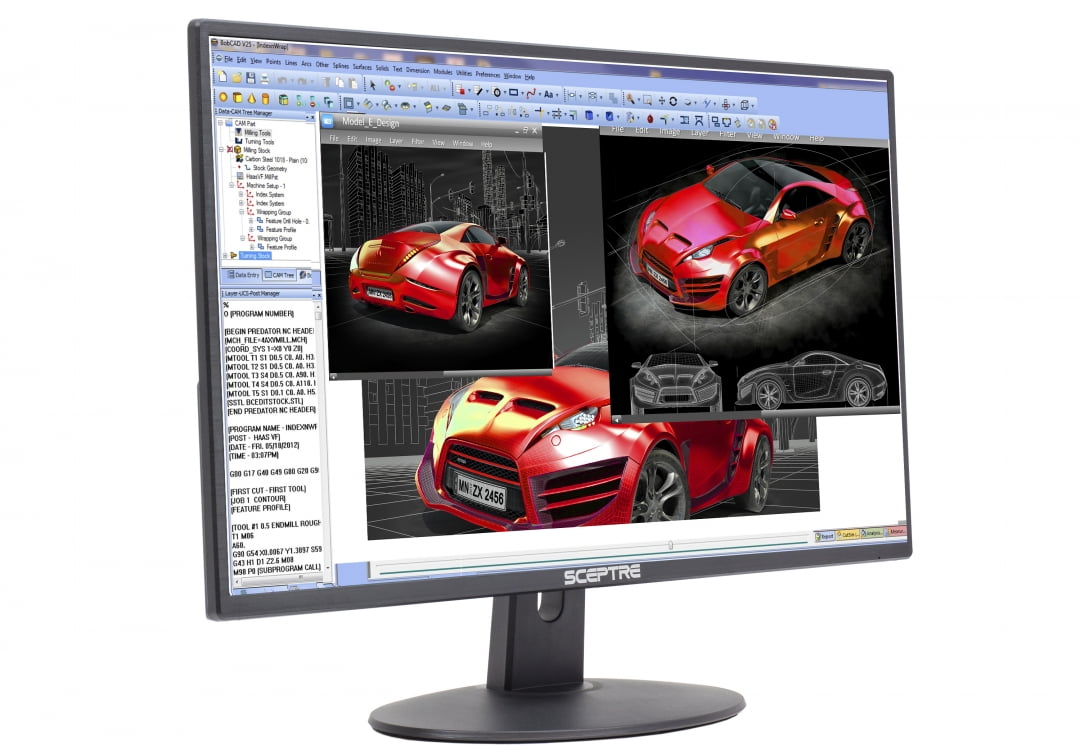 Sceptre E248W-19203R 24" Ultra Thin 75Hz 1080p LED Monitor 2x HDMI VGA Build-in Speakers, Metallic Black 2018