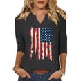 thumbnail image 1 of Scgirl Womens 3/4 Sleeve V Neck T Shirts USA American Flag Graphic Tee Tops, 1 of 1