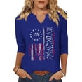 thumbnail image 1 of Scgirl Womens 3/4 Sleeve V Neck T Shirts USA American Flag Graphic Tee Tops, 1 of 1