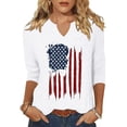 thumbnail image 1 of Scgirl Womens 3/4 Sleeve V Neck T Shirts USA American Flag Graphic Tee Tops, 1 of 1