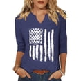 thumbnail image 1 of Scgirl Womens 3/4 Sleeve V Neck T Shirts USA American Flag Graphic Tee Tops, 1 of 1