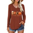 thumbnail image 1 of Scgirl Womens Long Sleeve V Neck T Shirts Halloween Thanksgiving Fall Graphic Tee Tops, 1 of 1