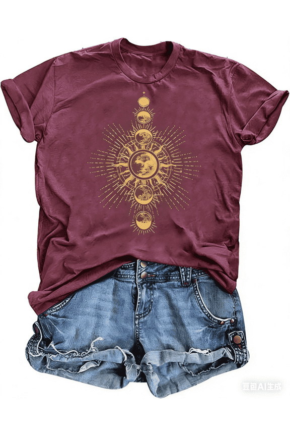 Womens Short Sleeve Crew Neck T Shirts Wildflower Summer Graphic Tee Tops