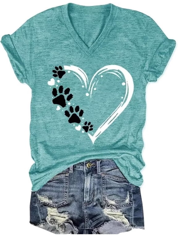 Womens Short Sleeve V Neck T Shirts Wildflower Summer Graphic Tee Tops