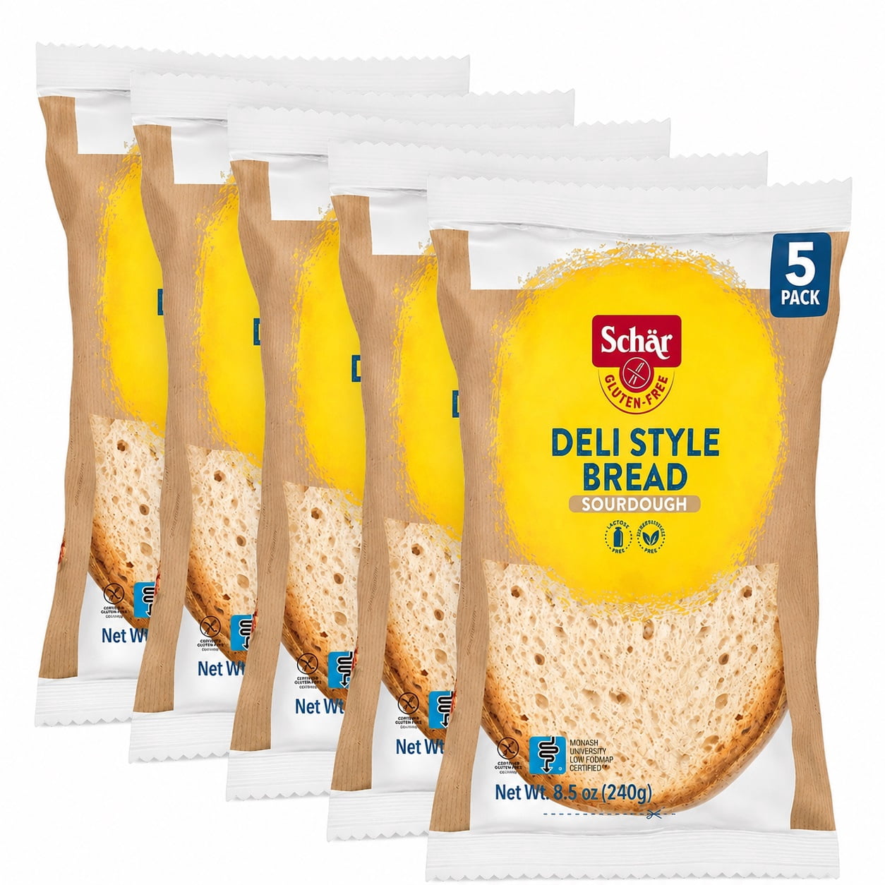 Schär Deli Style Gluten Free Bread Loaf, Vegetarian Italian Style Sandwich Bread for Toast, Paninis & Deli Sandwiches, 8.5 oz, Pack of 5