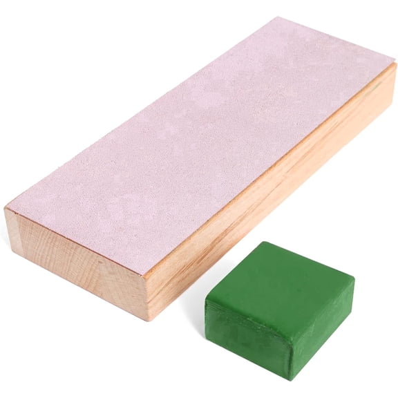 Schaaf Tools Leather Knife Strop Block with Green Honing Compound, 8 x 3 in Premium Sharpening Strop for Knives and Tools