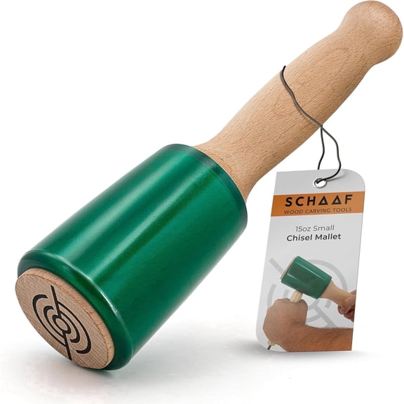Schaaf Tools Wood Carving Mallet, 15 oz Woodworking Mallet with Ergonomic Wooden Handle and Non-Marring Urethane Head