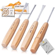 Wood Carving Tools Set of 4 Fishtail Chisels and Gouges Razor Sharp CR-V 60 Steel Woodworking Tools
