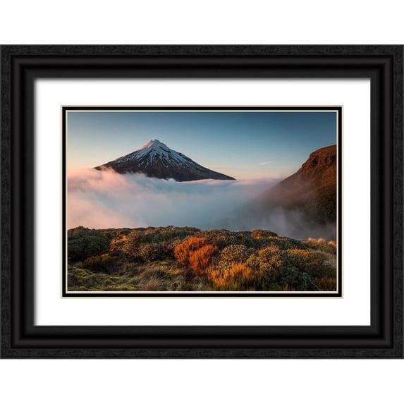 Schaarschmidt, Christoph 32x23 Black Ornate Wood Framed with Double Matting Museum Art Print Titled - Mt Taranaki