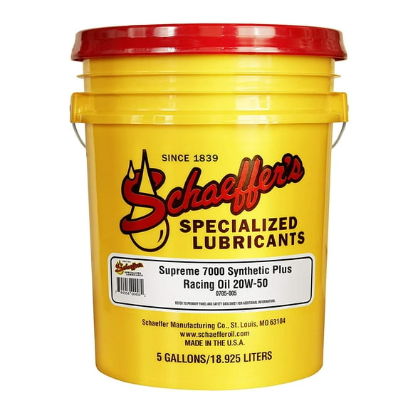 Schaeffer Manufacturing Co. 0705-005 Supreme 7000 Synthetic Plus Racing Engine Oil 20W-50, 5-Gal Pail