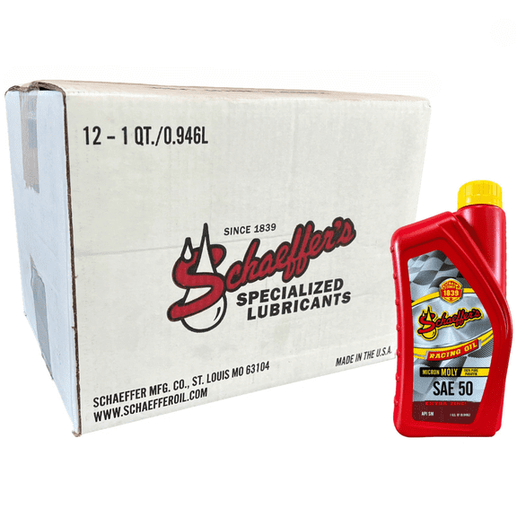 Schaeffer's 011050-012 Micron Moly SAE 50 Racing Oil, 1 Quart (Case of 12)