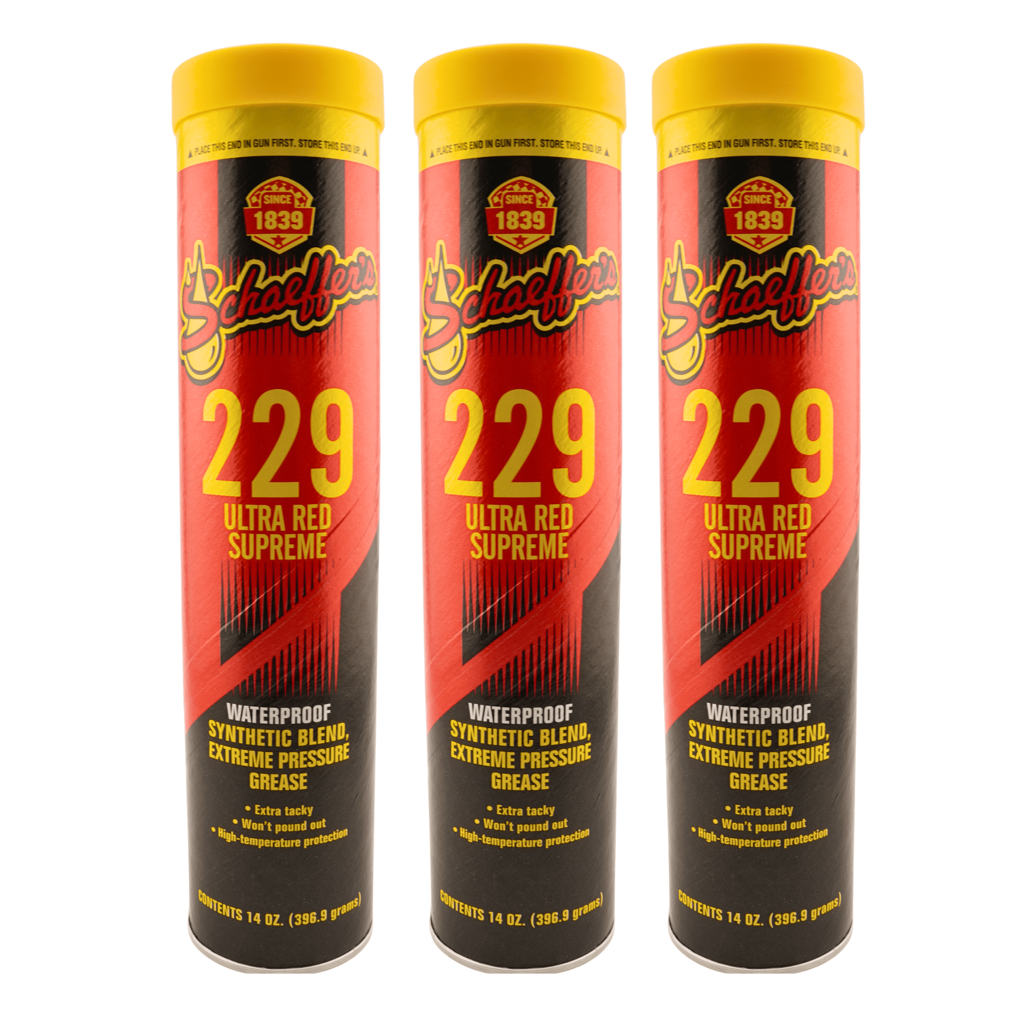 Schaeffer's 02292-029 (229) Ultra Red Grease 14oz Waterproof NLGI #2 - Pack of 3