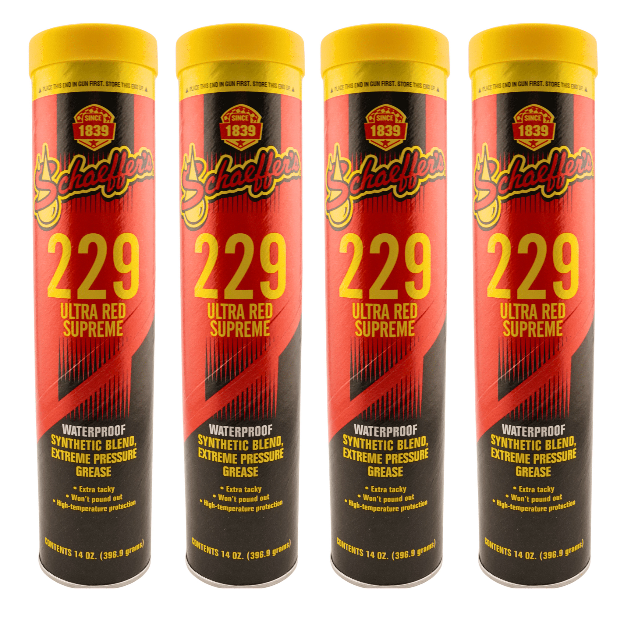 Schaeffer's 02292-029 (229) Ultra Red Grease 14oz Waterproof NLGI #2 - Pack of 4
