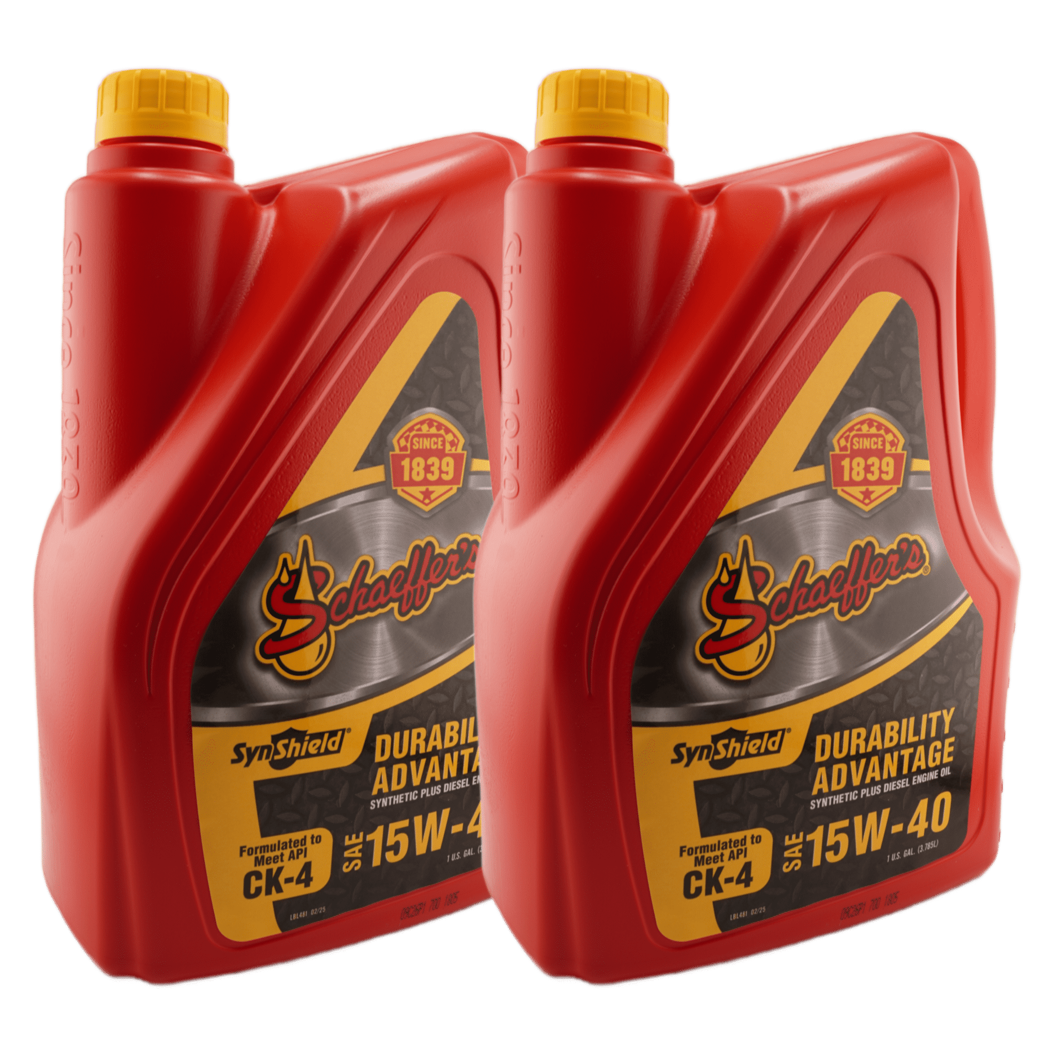 Schaeffer's 0700-006 SynShield 15W-40 CK-4 Diesel Engine Oil, 1 Gallon - Pack of 2
