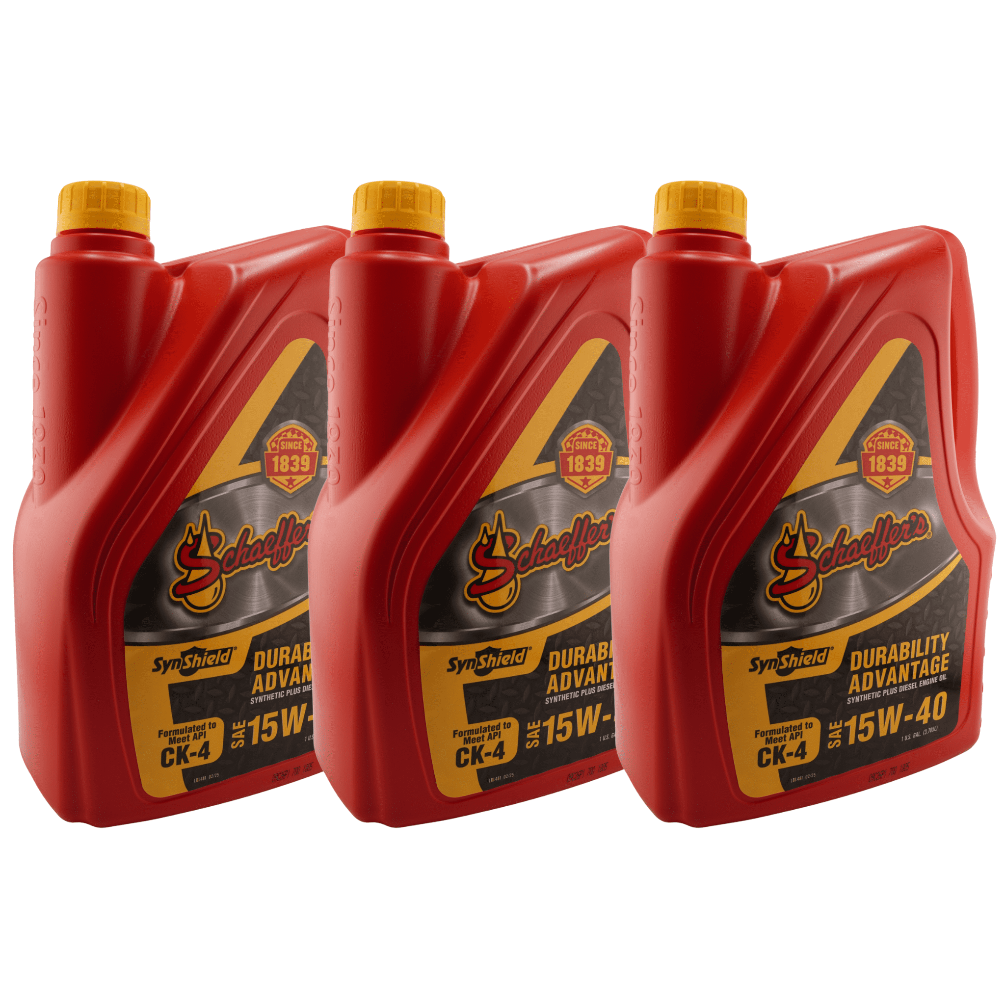 Schaeffer's 0700-006 SynShield 15W-40 CK-4 Diesel Engine Oil, 1 Gallon - Pack of 3
