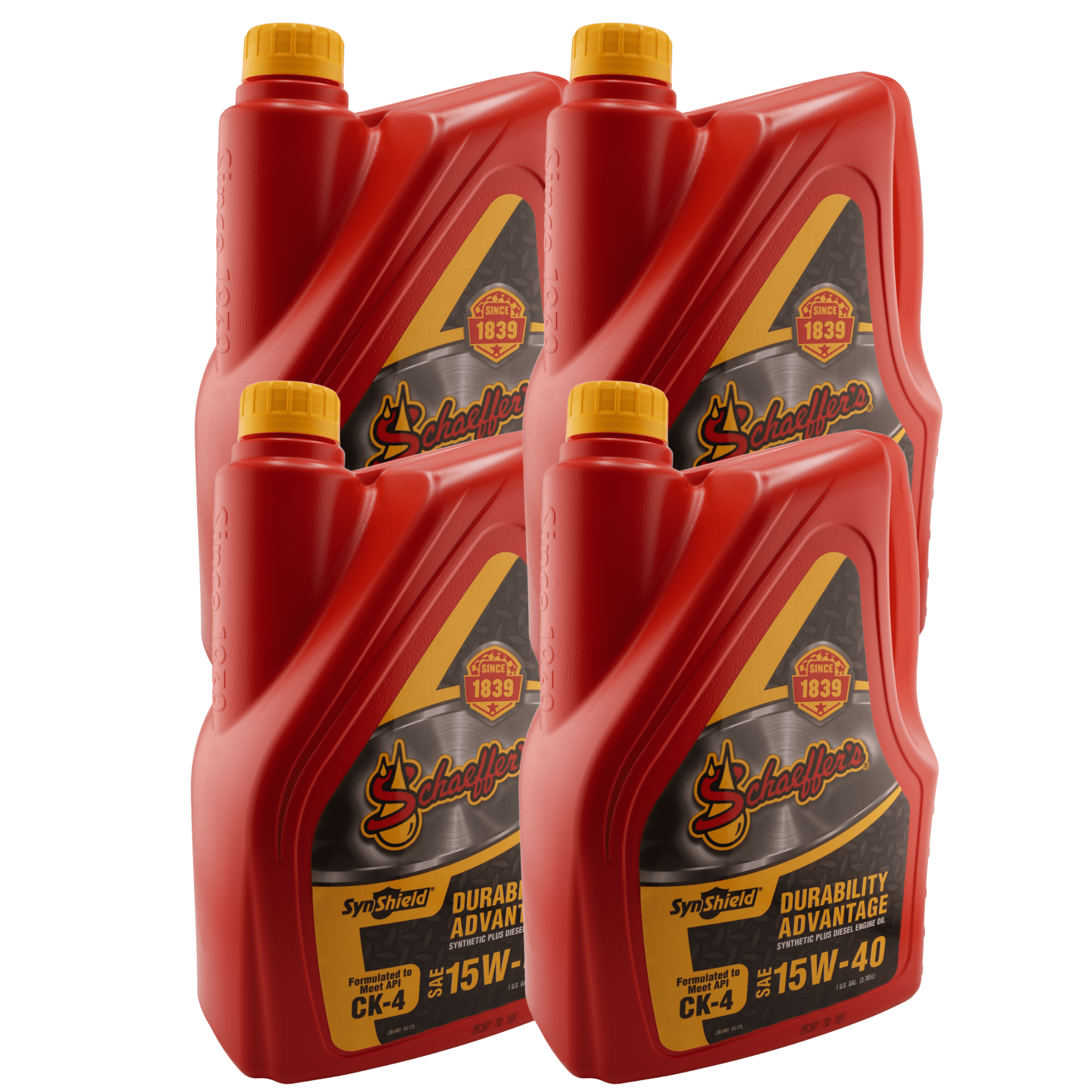 Schaeffer's 0700-006 SynShield 15W-40 CK-4 Diesel Engine Oil, 1 Gallon - Pack of 4