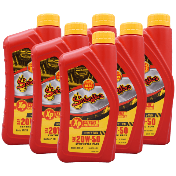 Schaeffers 0707-012 Extreme V-Twin 20W-50 Synthetic Plus Racing Oil, 6 Quarts