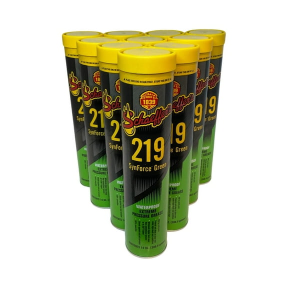 Schaeffer's 219 Case Synforce Green Waterproof Grease Synthetic Wheel Bearing 10 Pack