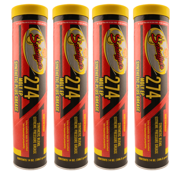 Schaeffer's 274 Moly EP Synthetic Plus Grease 14 oz Cartridge NLGI #2, Pack of 4