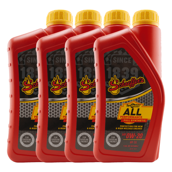 Schaeffer's 6020 SynShield All Performance Full Synthetic 0W-20 Engine Oil, 1 Qt. - 4 Pack