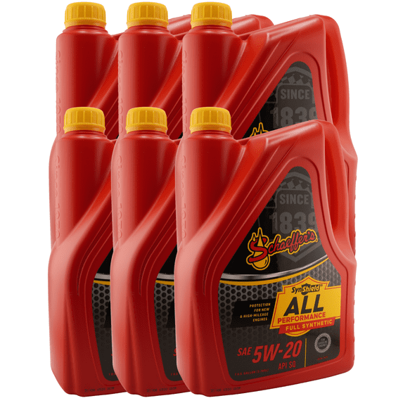 Schaeffer's 6520 SynShield Full Synthetic Gasoline Diesel Engine Oil 5W-20, 1 gal (6 Pack)