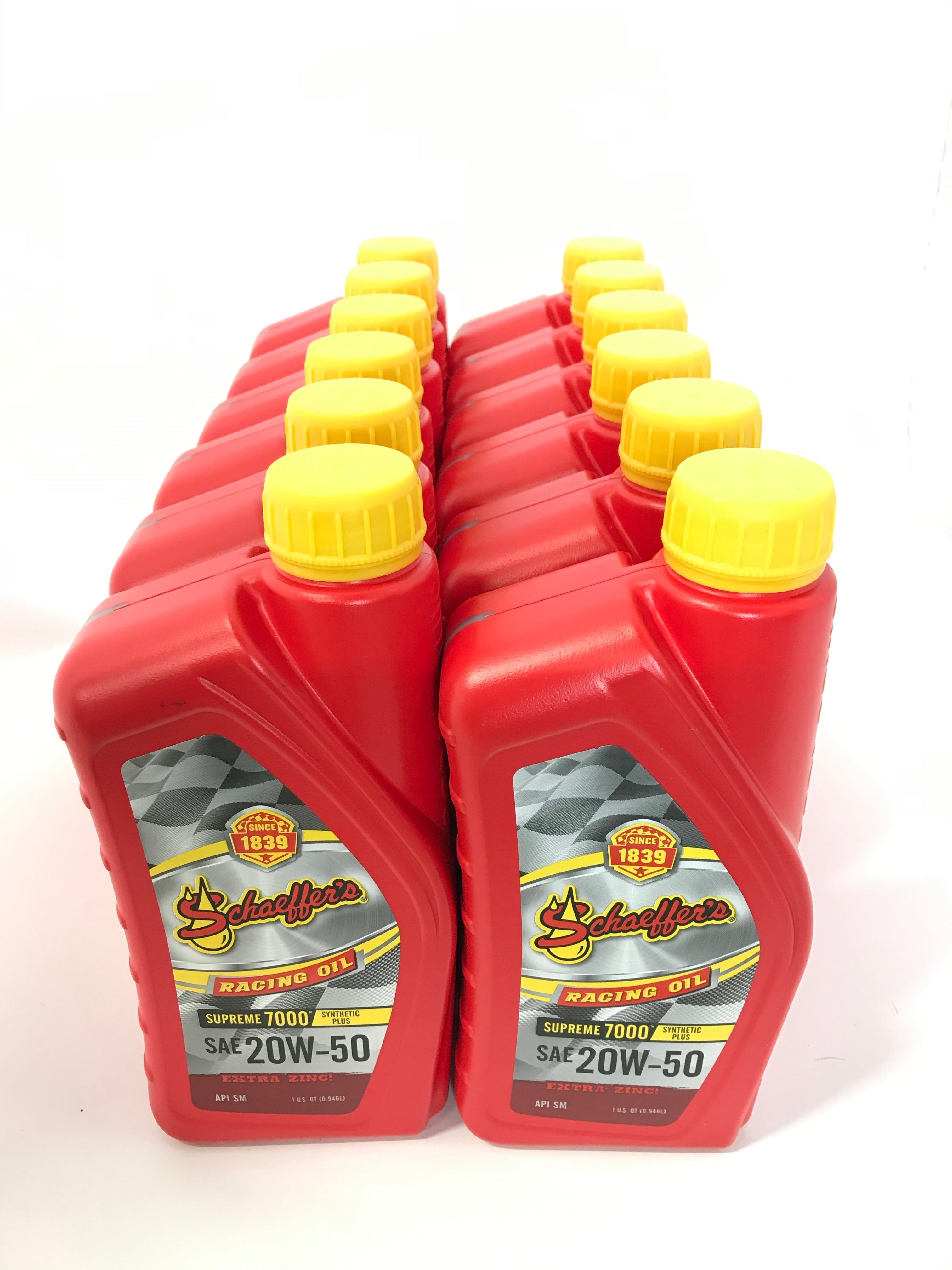 Schaeffer's 705 - 12 Pack Supreme 7000 Synthetic Plus Racing Oil 20W-50 - 1 qt. ea.
