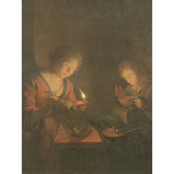 Schalcken Fire And Light Candle Coals Painting Extra Large XL Wall Art Poster Print