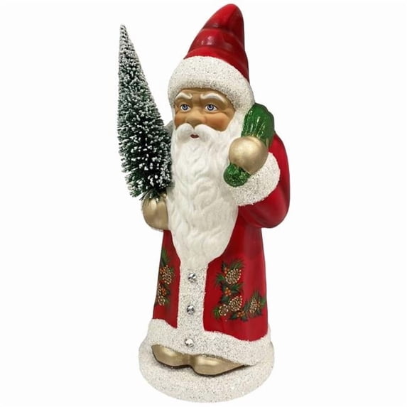 Schaller 2441 17 x 7 x 7 in. Paper Mache Candy Container - Red Santa with Pinecone Decor - Extra Large