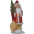 thumbnail image 1 of Schaller Paper Mache Candy Container - Santa Claus in a Red Coat with Gold Lines & Tree, 1 of 1