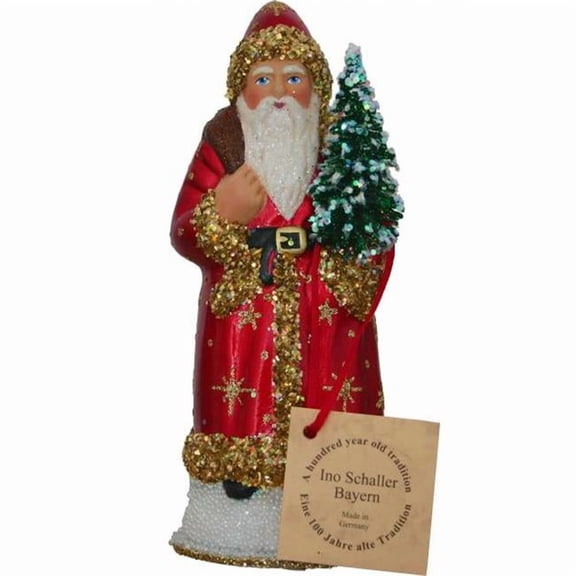 Schaller Paper Mache Candy Container - Santa Claus in a shiny Red Coat