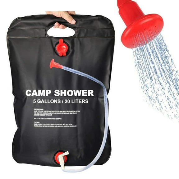 Schanno Camping Shower, 5 Gallon/20L Portable Solar Heating Shower Bag for Outdoor Beach Swimming Traveling Hiking, Black