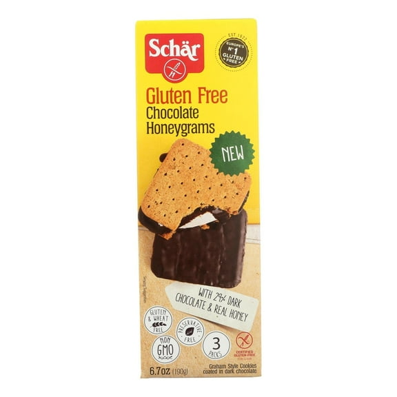 Schar Gluten Free Chocolate GGA1 Honeygrams Crackers with Rich Dark Chocolate and Real Honey - 6.7 Ounce (Pack of 1)