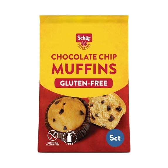 Schar Gluten Free Chocolate Chip Muffins, Chewy, 7.9 oz (5 Count)
