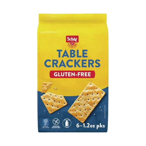 Schar Gluten Free Table Crackers, Paper Packet, 7.4 Ounce (1.2oz Packs per Case)