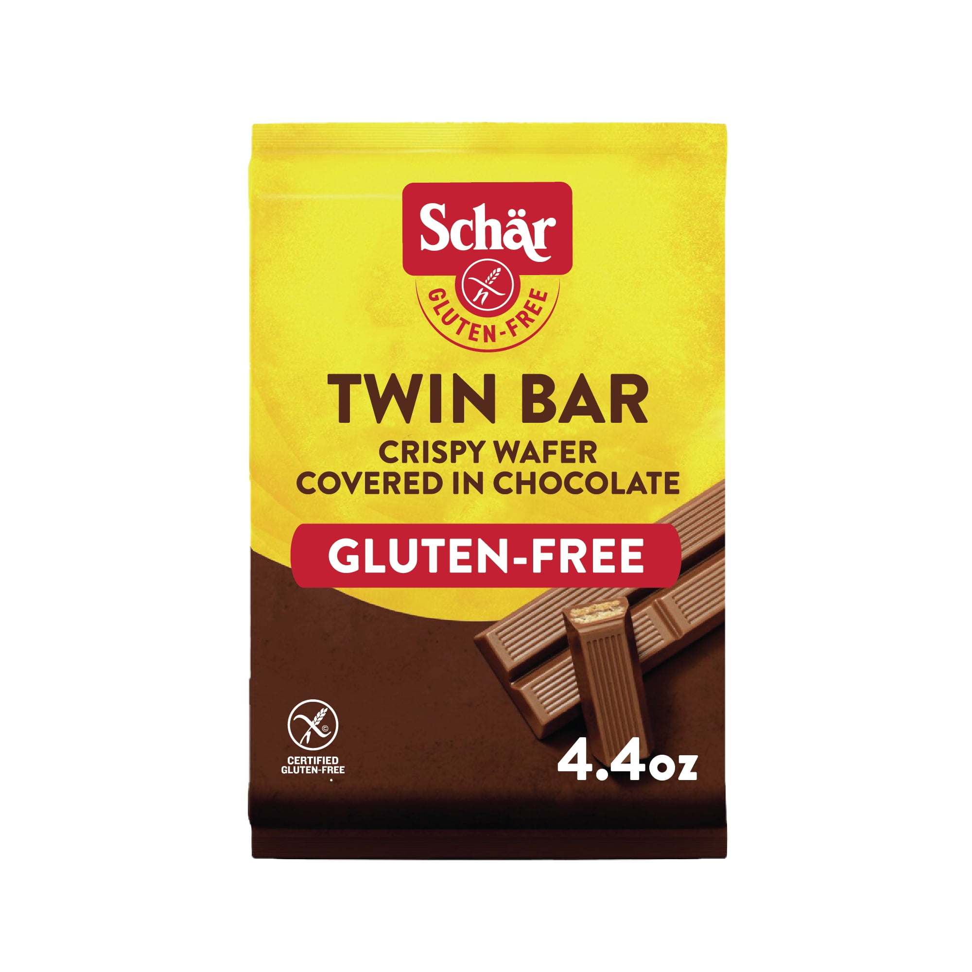 Schar Gluten Free Twin Bar, Chocolate Covered Crispy Wafer Bar, 0.8 oz, 3 Count, Paper Pouch Container