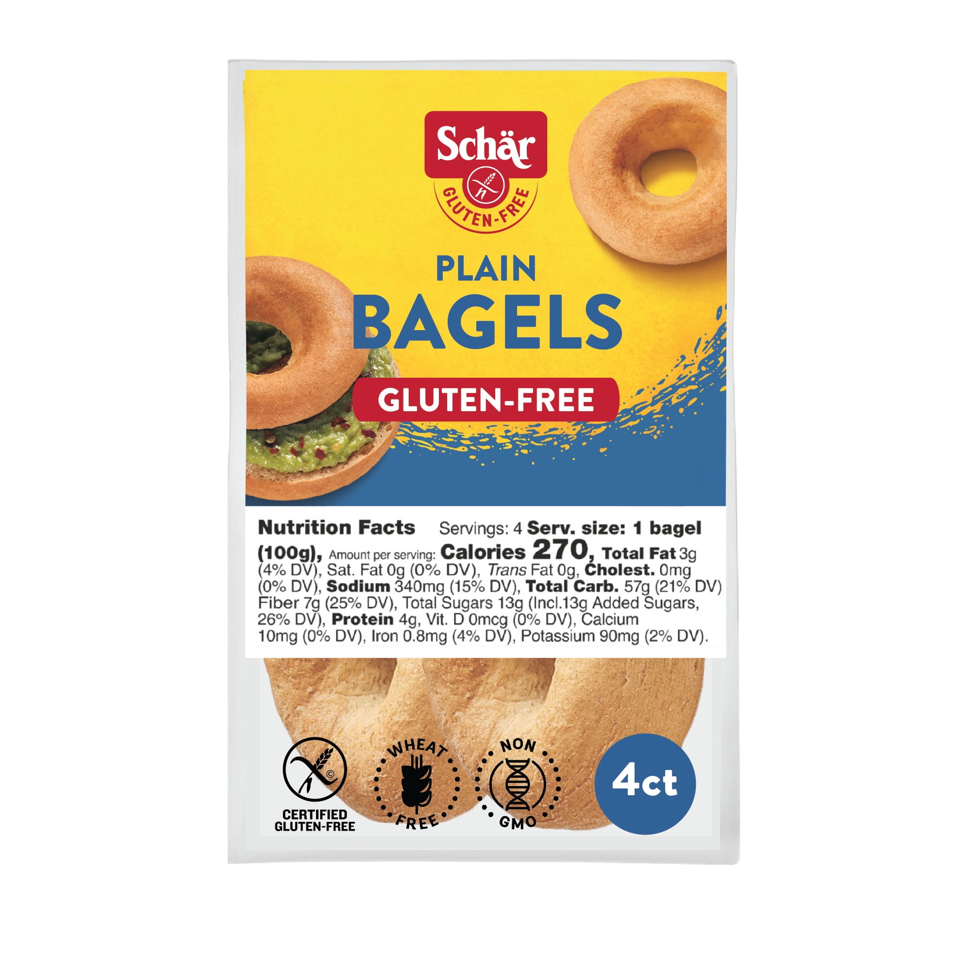 Schar Gluten Free Classic and Chewy Pre-Sliced Plain Bagels, 14.1 oz