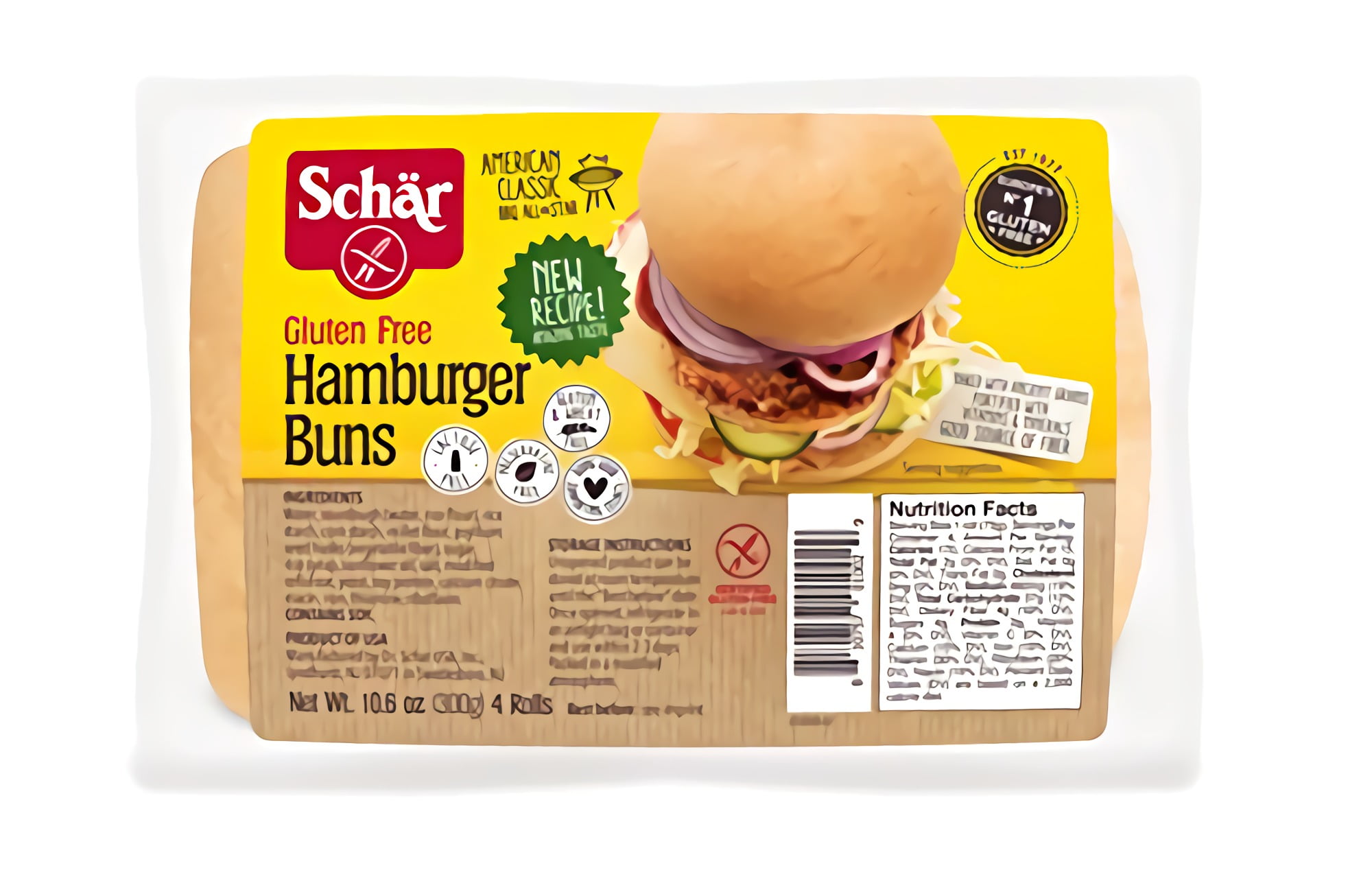 Schar Naturally Gluten-Free hamburger buns, 10.6 Oz, 24 Total Buns | 6